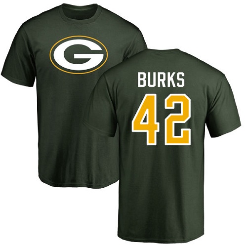 Men Green Bay Packers Green #42 Burks Oren Name And Number Logo Nike NFL T Shirt->nfl t-shirts->Sports Accessory